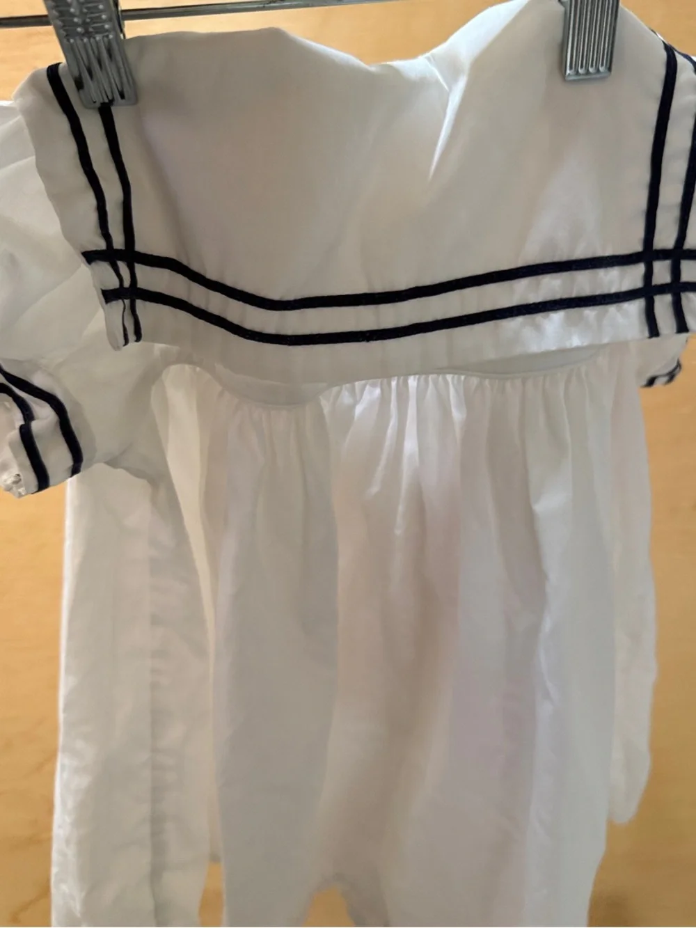 C.I. Castro White with Navy Stripe 1988 Dress Toddler Girl Vintage